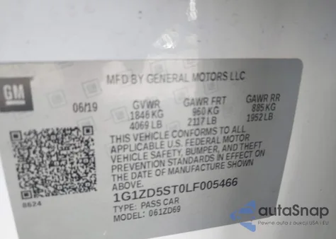 2020 Chevrolet Malibu Fwd Lt from USA, damaged, VIN 1G1ZD5ST0LF005466